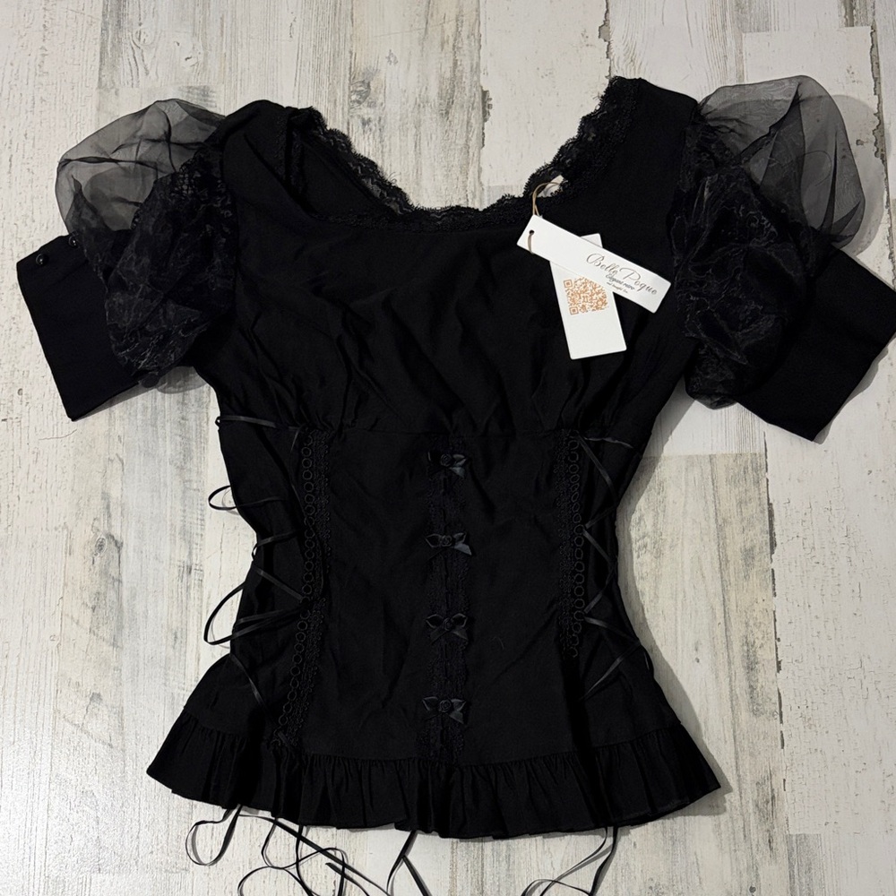 Belle Poque Retro Vintage Gothic Corset Style Top   NWT - Picture 3 of 12